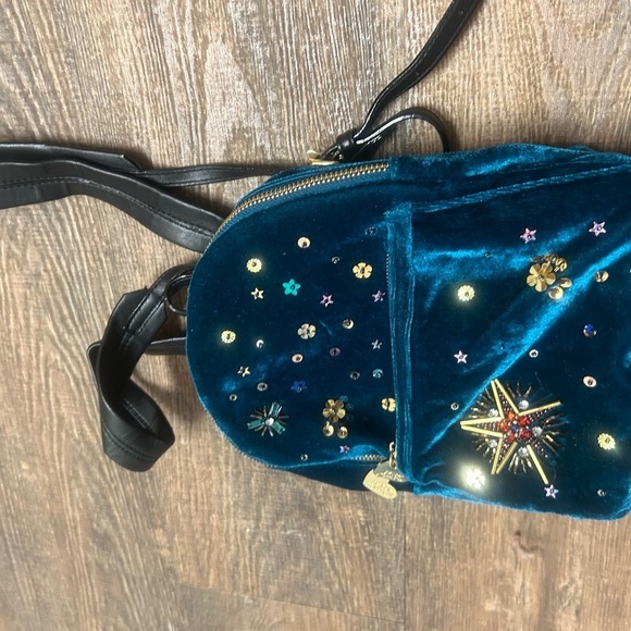 Betsey Johnson Vintage Y2KEmbellished Velvet Backpack mini GUC - Picture 2 of 12